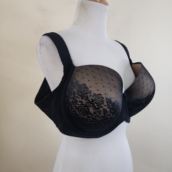 SOMA BRA STUNNING SUPPORT 40DD Full Coverage Black Lace Underwire - Picture 2 of 5